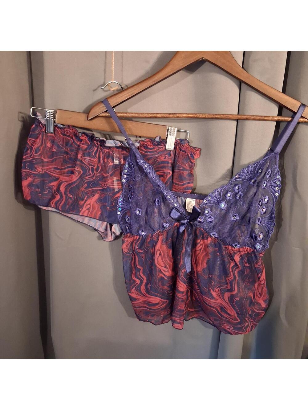 Two-Piece Sheer Lingerie Set with Embroidered Lace and Bow